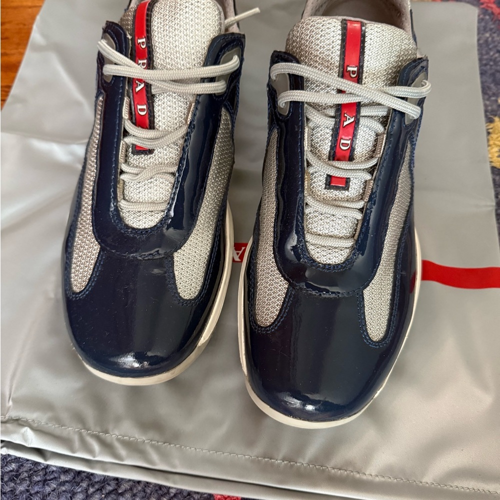 Prada Men's Navy and Light Gray Sneakers obo - Picture 2 of 6